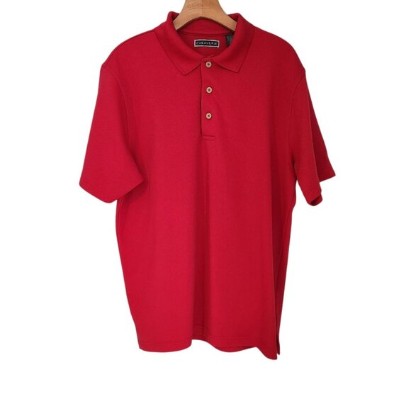 Cubavera Polo Shirt Red Short Sleeve Polyester Golf Active Mens Large EUC - Picture 1 of 12